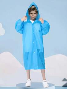 1 stuk herbruikbare regenjas met capuchon voor jongens en meisjes - casual, lange mouwen, outdoor regenponcho