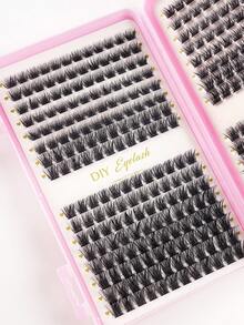 384 件/套单根睫毛睫毛册簇状延长假睫毛 DIY 居家簇状睫毛延长化妆 D 型卷曲睫毛簇、睫毛册、睫毛长度、可自由组合、自然蓬松猫眼效果、640/448/576/570/544/560/240/184/120 件 - 彩色 - 查看 7