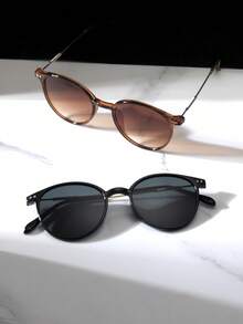 2pcs Small Square Fashion Glasses, Unisex Classic Retro Fashion Glasses For Driving Traveling, Stylish Decorative Fashion Glasses For Men & Women For Summer Beach Vacation,Outdoor,Travel