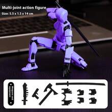 1个可动人偶套装 - 3D打印DIY幸运符，配有可替换武器和360°可动关节（2.16*0.59*5.51英寸）| 可定制减压展示架，适用于办公室/桌面 | 生日/圣诞节/返校创意礼物 - 彩色 - 查看 15