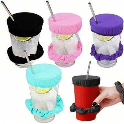 1/3/5/8pcs Nightclub Anti-Drugging Cup Lids, Bar Anti-Spiking Scrunchie Cup Covers, Nightclub Anti-Drugging Devices, Cute Sealed Coffee Cup Lids, Suitable For Bars, Clubs
