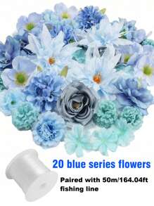 1pc Monochrome Series Floating Artificial Flowers Curtain, Creative Photography Prop, Indoor Outdoor Floral Decor, Plastic Fake Flower Petals Waterfall, Romantic Wedding Backdrop, 3-10cm Random Size, Decoration Material Pack