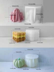 Moldes de 1/3 calabaza y moldes de fantasma, molde de silicona para hacer velas aromáticas de Halloween, molde DIY artesanal de decoración de calabaza y fantasma, molde de yeso - Blanco - Ver 10