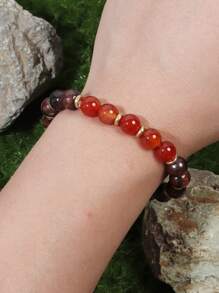 YAUKIA 1 件红玉髓和红虎眼石能量手链 - 意志力、创造力、勇气和动力手链珠宝 - 领导力礼物