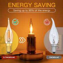 6 件装 C22T 0.5W 烛光 LED 灯泡 E14 烛台底座 220V 复古金色玻璃暖白 2200K 7 瓦可调光装饰爱迪生迷你灯泡适用于大厅客厅吊灯 - E14 220V-240V - 查看 8