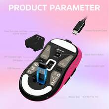 ATTACK SHARK X3 Wireless Gaming Mouse, 49g Ergonomic Design, 3-In-1 Connection, PAW3395 26000 DPI Optical Sensor, 200h Battery Life, Programmable Buttons, PC/Notebook Accessory - Berry Red - View 8
