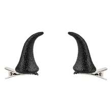 2pcsHalloween Black Devil Horns Hair Clips, Demon Horn Headband For Women Kids, Small Glitter Halloween Devil Costume Cosplay Accessories, 2 Pcs - Multicolor - View 4
