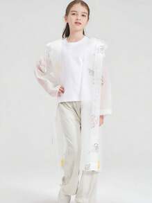 1pc Waterproof Kids Raincoat | Cartoon Bunny Print, Non-Disposable EVA Thickened, Portable Windproof, Loose Fit, Hooded, Microfiber Material For School, Christmas, Easter, Halloween, Thanksgiving, Outdoor Hiking, Casual & Leisure, Spring, Summer, Autumn, Winter, Camping, Hiking & Outdoor Activities