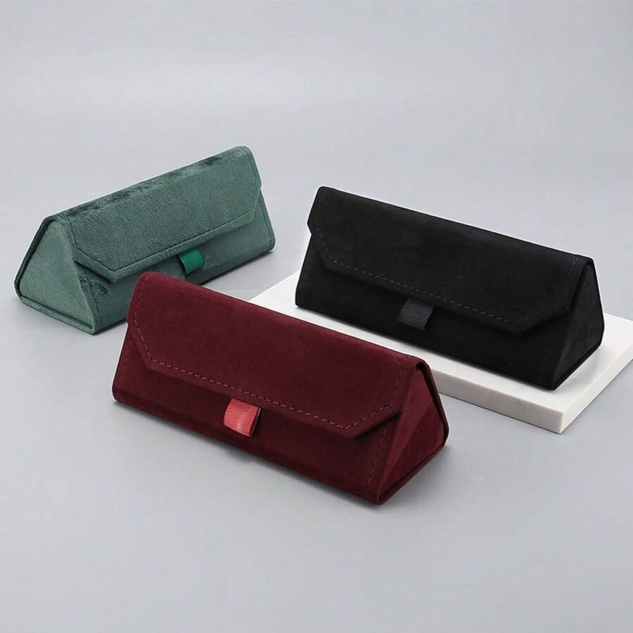 European Hot Velvet Triangle Folding Glasses Women Case Elegant Sunglasses Case Men Soft Noble Reading Glasses Box Wholesale - Multicolor - View 1