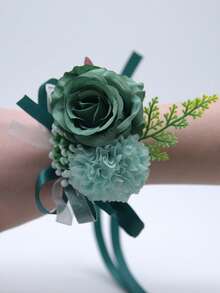 1PC Rose Wrist Corsages Wristband Hand Flowers For Wedding Bridesmaid Bridal Shower Prom Party Gradient Rose - Multicolor - View 18