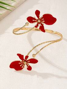 1 件合金双头珐琅花卉袖口手链，简约优雅的时尚配饰，适合母亲节礼物、派对、宴会和日常佩戴