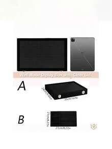 1pc, Black Velvet Ring Storage Box, Pu Leather Jewelry Box 100 Compartment Jewelry Ring Display Tray, Jewelry Storage Box With Glass Lid, Ring Storage Box, Earring Jewelry Storage Box, Dustproof Jewelry Box, Display Box, Summer Travel Storage - 100 Slots Storage Box - View 3