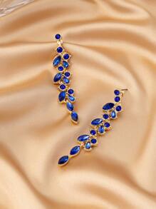 1 par de pendientes elegantes decorados con rhinestones, accesorio de moda minimalista y elegante