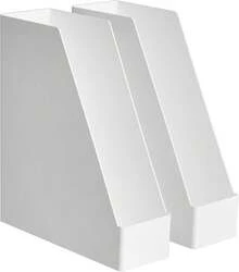 caja de almacenamiento  Basics - Organizador de escritorio de plástico, revistero, blanco, paquete de 2 - blanco - Ver 12
