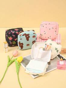 1 pièce Sac de rangement portable pour serviettes hygiéniques, sac en tissu Oxford à fermeture éclair pour tampons, sac de rangement multifonction élégant et pratique pour les voyages - parfait pour les articles de toilette, les serviettes hygiéniques, le sac à rouge à lèvres, le porte-monnaie, le sac de rangement portable, le sac de toilette pour les filles, les femmes et les adolescentes, fournitures scolaires et de bureau, cadeau de Noël, ambiance bohème