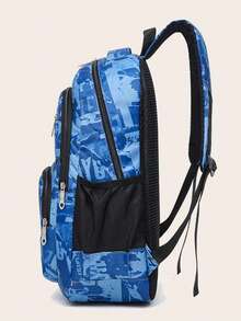 Fashionable New Tie-Dye Cartoon Large Capacity Backpack 3pcs/Set - Blue - View 6