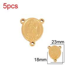 5 件不锈钢宗教吊坠圣母玛利亚饰品耶稣基督教护身符吊坠适用于 DIY 珠宝制作配件