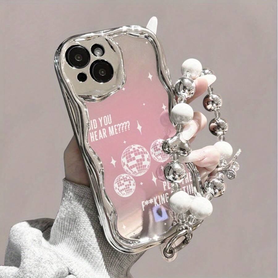 Funda para teléfono (1 unidad): Un teléfono con ondas electrochapadas y una cadena de perlas. Una funda protectora completa, resistente a golpes y caídas. Elegante accesorio compatible con las series 11, 12, 13, 14, 15, 16 Pro y Pro Plus. - Colores mixtos 1 - Ver 1