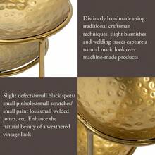 3 Tier Jewelry Dish Organizer Hammered Brass Plated Metal Ring Tray Decorative Earring Necklace Bracelet Storage Display Tower Handcrafted In India - Thau - Xem 5