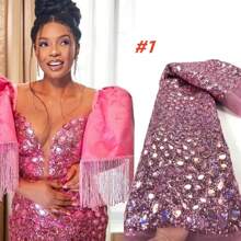 Latest Gold African Tulle Lace Fabric 2025 High Quality Sequins Embroidery French Nigerian Lace Fabrics For Wedding Dress Sewing