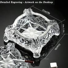 Cenicero de 5 x 5 pulgadas, gran cenicero de vidrio para cigarrillos y puros, ceniceros de cristal transparente para exterior, ceniceros cuadrados de vidrio - Cristal - Ver 4
