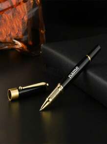 1 Luxury Ballpoint Pen Set, Free Laser Engraving, Best Ballpoint Pen Gift Set, Suitable For Men & Women, Professionals, Office, Groomsmen, Wedding Party, Graduation, Christmas, Refill 0.5mm (Black/Blue)