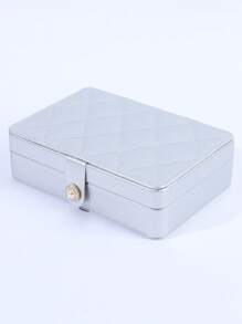 Organizador de joyas portátil pequeño y cuadrado de PU premium, estuche de almacenamiento de accesorios de viaje para aretes, collares, pulseras, anillos, lápices labiales, compañero de viaje perfecto, artículos esenciales de viaje, bolsa de viaje, vacaciones, regreso a la escuela, caja de joyería