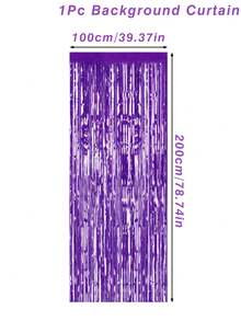 1/2/3/4件装紫色塑料浴帘背景幕布，万圣节主题撞色流苏丝带，适用于家庭派对房间装饰、门框窗户装饰、生日派对装饰，适合节日庆典、万圣节背景幕布、万圣节礼物、万圣节服装派对装饰、元素装饰，营造节日氛围，派对礼品 - 紫色 - 查看 8