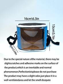 1 件便携式宠物笼，透气斜跨仓鼠/鹦鹉笼，爬虫网状旅行笼，透明散热垫，可拆卸，适合所有季节 - 藍色 - 查看 4