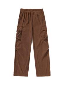 Pantaloni cargo uomo casual dritti a gamba larga con pieghe in velluto a coste
