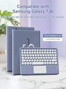 Estuche protector personalizado con teclado táctil compatible con iPad de 10.ª generación, iPad Air de 11 pulgadas (M2)-2024/iPad de 10.2 pulgadas, estuche con teclado compatible con Samsung Galaxy Tab S7/S8 de 11 pulgadas, teclado desmontable con panel táctil, equipado con soporte de visualización múltiple, ranura para lápiz incorporada en el estuche protector, el teclado admite uso dividido - Multicolor - Ver 9