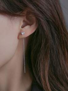 CVNANA 2 件优雅、精致、闪亮的心形方晶锆石女士耳环，可爱精致的链式耳线设计，经典气质，时尚女性礼物 - 适合日常佩戴和派对、音乐节或送礼，很棒的礼物，情人节珠宝配饰 - A - 查看 6