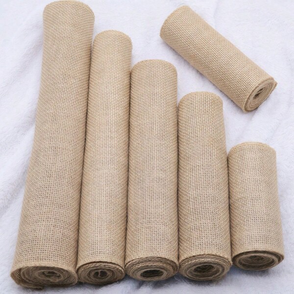 2 متر من لفة الخيش الجوت البوهيمي القديم، عداء طاولة للزفاف الريفي وحفلات المنزل، منشفة طاولة، أشرطة كراسي، ديكور (12-35 سم)