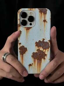 1 件创意 3D 效果生锈金属手机壳适用于 17 Air 16 15 14 13 12 11 Pro Max Plus 软后盖 - 藍色 - 查看 2