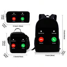 Fun Nokia Pattern Printed Backpack Three Pieces Set (Single-Layer Backpack + Shoulder Strap Lunch Bag + Single-Layer Pencil Bag)