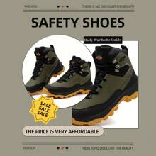 Men's Protective Shoes, Impact And Puncture-Resistant Steel-Toed Work And Sports Shoes, Lightweight Waterproof Upper Material, All-Day Comfort For Wearing, Kevlar Midsole For Puncture Resistance