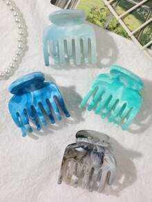 4 件套精致清新浅蓝色大理石渐变小发夹，海滩/度假波西米亚风格马尾辫夹和发饰，春夏休闲发夹，学校用品，大学 - 彩色 - 查看 4