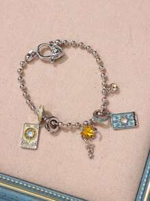 1 pulseira de corrente de sol com estrela brilhante exclusiva, retrô e elegante, Y2K, versátil para mulheres, verão, festivais, festas, praia, ocasiões formais