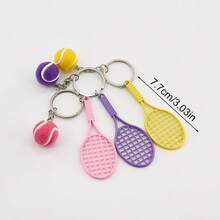 1 件男士仿网球钥匙扣，微型编织毛绒网球拍钥匙圈，体育纪念品金属吊坠礼物，送给兄弟/最好的朋友学校汽车配件可爱哥特 Y2k