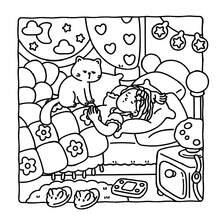 32頁[ CAT LIFE ]螺旋裝訂塗色書 Coco 成人與青少年適用，精緻厚紙，卡通舒適可愛粗線簡約圖案 Wyo 塗色書 水彩素描本 兒童玩具，緩解壓力、消磨時間，節日禮物 - 貓的生活 - 查看 9