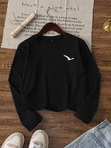 3件套男童休闲印花圆领长袖T恤，秋冬，学生/青少年服装 - Flying Eagle Design，年轻潮流引领者的终极T恤系列 - 黑色 - 查看 5