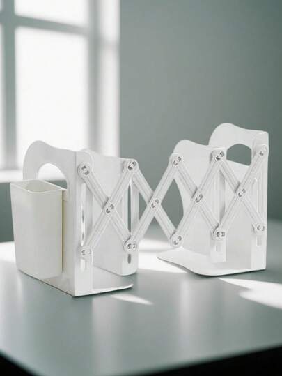 1 件学生可调节 ABS 书架 - 创意伸缩书架带笔架收纳，非常适合学生、办公室、分类文件栏、耐用材料、可容纳多本书、阅读配件现代书架书架装饰（消耗品）