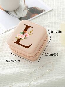 1pc Travel Jewelry Box,Monogram Gift Boxes,Bridesmaids Gifts Jewelry Case,Personalized Floral Jewelry Case,Travel Jewelry Box Wedding,Jewelry Box Necklace,Jewelry Box Earrings,Jewelry Box Mini,Travel Essentials Travel Accessories Travel Bag For Vacation Holiday Back To School School Stuff Jewellery Box Jewelry Organizer - Multicolor - View 10