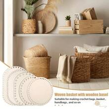 5 件木制篮底，椭圆形圆形空白钩针底部，5 种尺寸，DIY 手工编织用品，非常适合钩针包、编织包、纱架、旅行包、工艺包和储物盒 - 原木色 - 查看 4