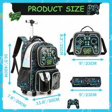 3-Piece Cool Rolling Backpack Set For Boys, Includes Crossbody Bag And Pencil Case, Best Back To School Gift For Boys - Black 17311T - View 3