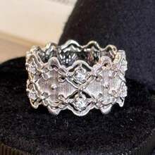 1pc Brushed Lace Rings, Zirconia, Delicate Jewelry, Women's Sense Of Luxury