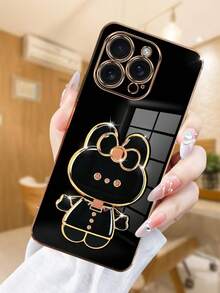 Ốp điện thoại mạ điện cao cấp với giá đỡ hình mèo dễ thương và gương trang điểm tích hợp, ốp bảo vệ silicon mềm chống sốc thời trang mới, tương thích với iPhone 16/15/14/13/12/11/X/XS/XR/8/7 Plus/Pro Max, Galaxy S25/S24/S23/S22/S21/Note 20/A55/A54/A53/A52/A35/A34/A23/A16/A15/A14/A13/A12/A05S/FE/Ultra 4G/5G, Redmi Note 13 Pro, Infinix Hot 40i/Smart 8/Spark GO 2024, OPPO Reno/VIVO/MOTO/Honor, Chống nước, Chống sốc, Chống trầy xước. - màu đen - Xem 3