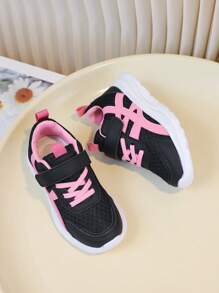 1 双儿童春秋时尚舒适简约网眼透气 EVA 高弹力减震休闲跑步运动鞋，适合男孩和女孩 - 粉色 - 查看 5