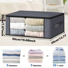 1pc Blanket Storage Bags With Zipper, Non Woven Foldable Comforter Storage Bag, Large Organizers For Blankets, Pillow, Quilts, Linen, Storage Containers With Clear Window