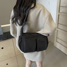 Túi đeo chéo nữ nhiều ngăn bằng nylon mềm mại, dung tích lớn, đa năng, thích hợp cho mùa tựu trường, phong cách đường phố và Nhật Bản dành cho nữ, năm 2000. - màu đen - Xem 6
